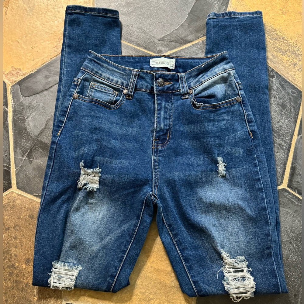 Bamboo ripped jeans, size 3/4